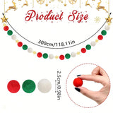 100 Pcs Christmas Pom Poms Balls With Battery String Lights Red And Green White Pompoms Pom Poms For Crafts Making DIY Holiday Christmas Decorations Supplies